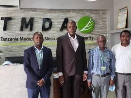  PS (Health), Prof. Mabula Mchembe, in a photo with TMDA Directors during his visits at TMDA Sub - Head Office on 26 May 2020